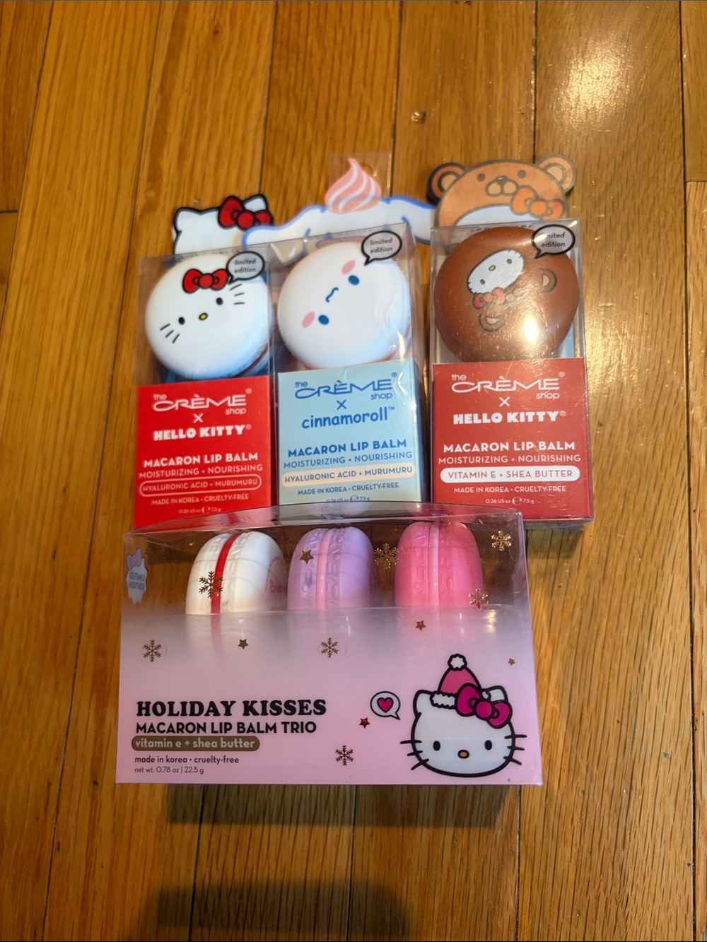 6 different Hello Kitty lip balms